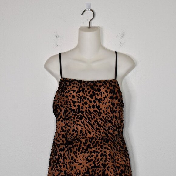 Lush Leopard Dress Sz L Crushed Velvet Adjustable Straps Party Cocktail Holiday - Picture 7 of 16